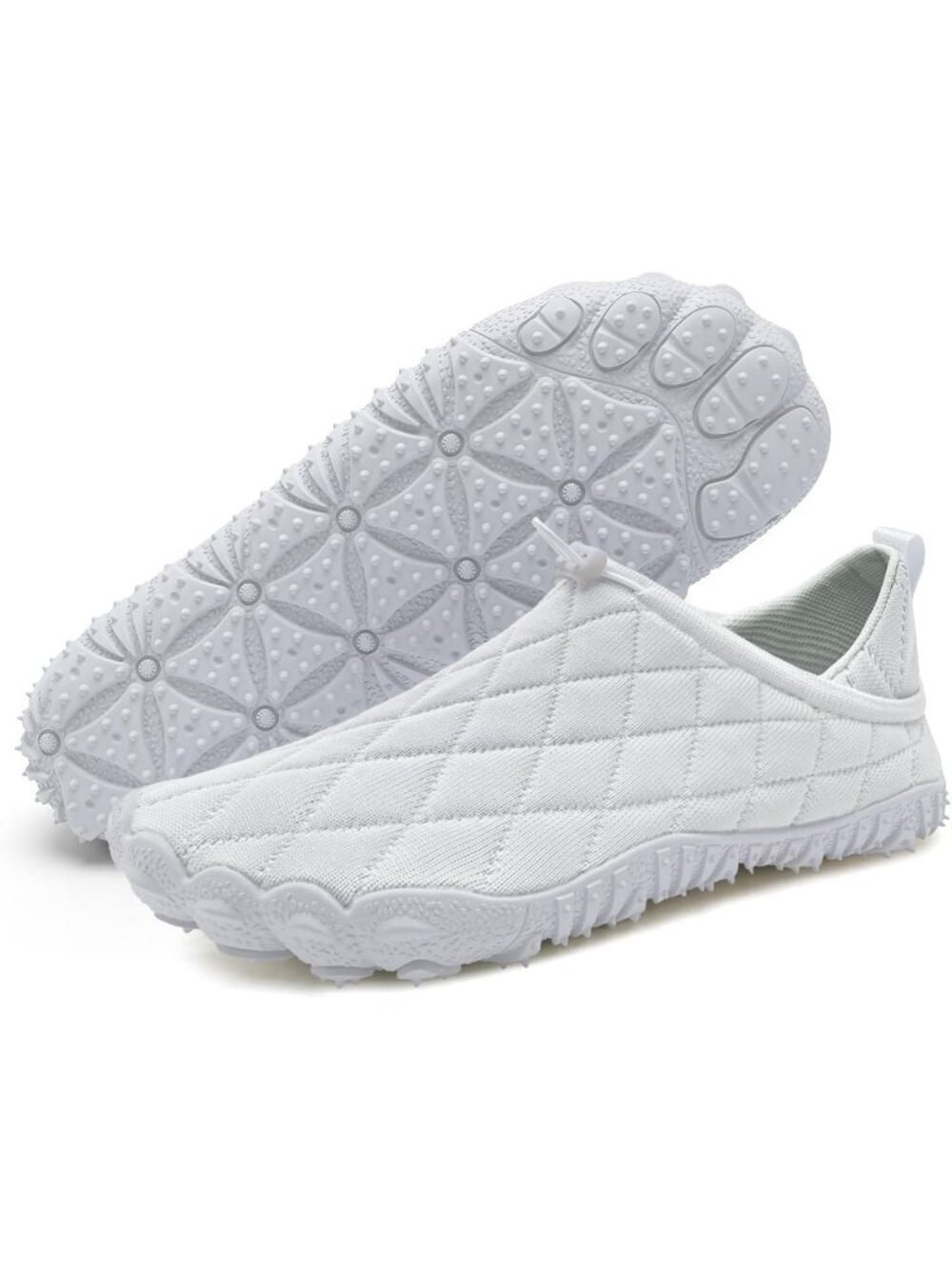 👑Men's White Knit Pull on Comfortable Wide Toe Adjustable  Non Slip Shoes